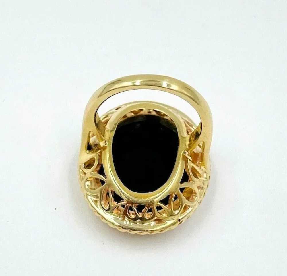 14k Gold Intaglio Ring Roman Soldier Black Onyx S… - image 7