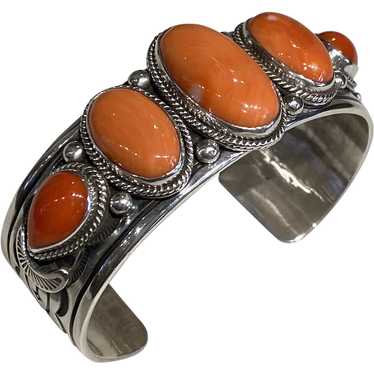 Navajo Silver and Coral Bracelet