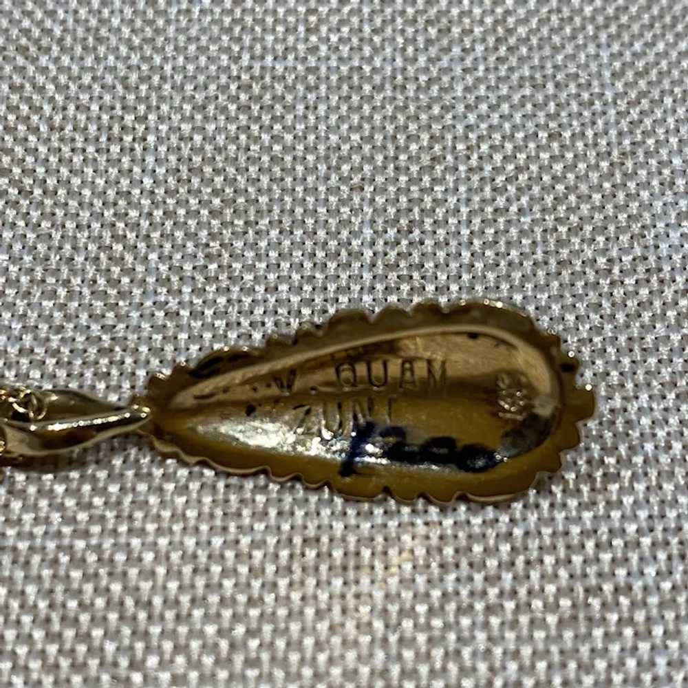 14K Gold Inlay Pendant with Chain - image 3