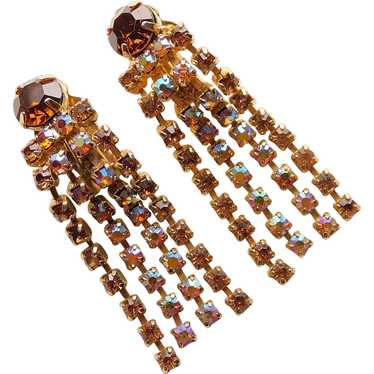 Gorgeous Dangling Rhinestone Vintage Clip Earring… - image 1