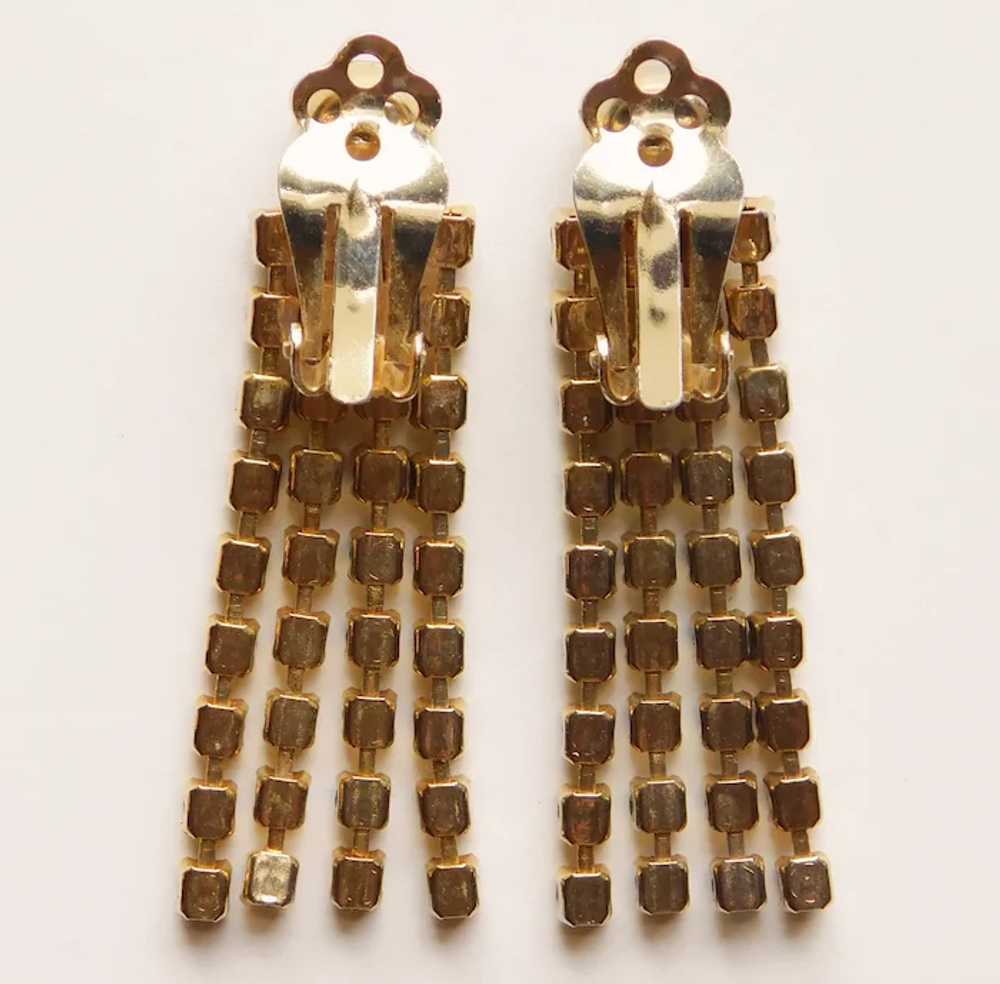 Gorgeous Dangling Rhinestone Vintage Clip Earring… - image 2