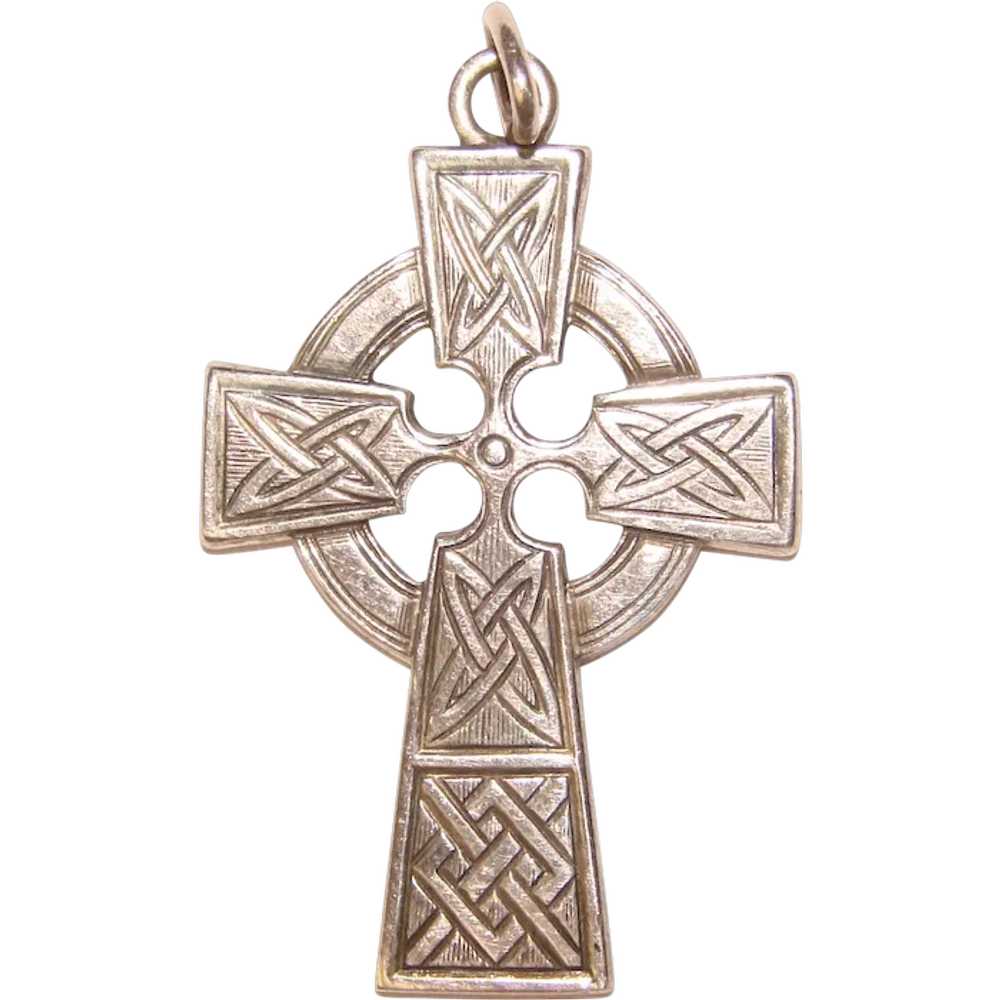 Beautiful STERLING Celtic Design Cross Pendant - image 1