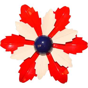 Awesome FLOWER POWER Red White Blue Enamel Vintag… - image 1