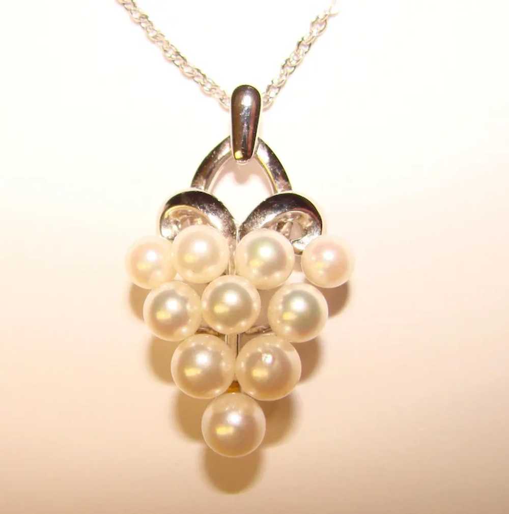 Fine CULTURED PEARL Sterling Pendant Necklace - image 2