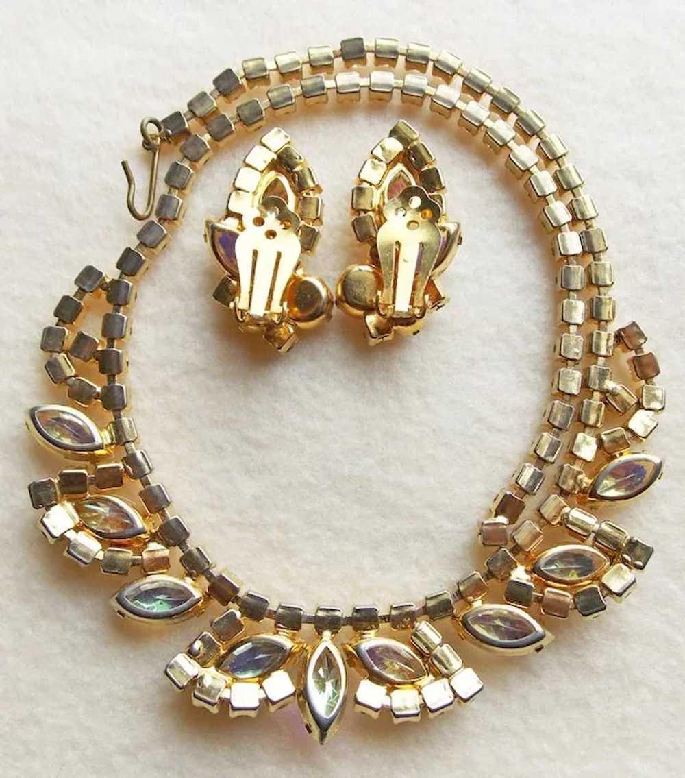 Fabulous Aurora Rhinestone Vintage Necklace Set - image 2