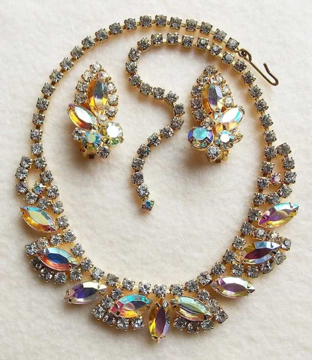 Fabulous Aurora Rhinestone Vintage Necklace Set - image 3