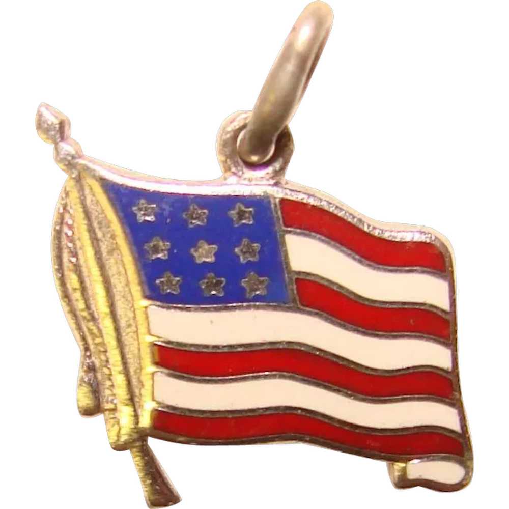 Sterling & Enamel AMERICAN FLAG Vintage Charm - image 1