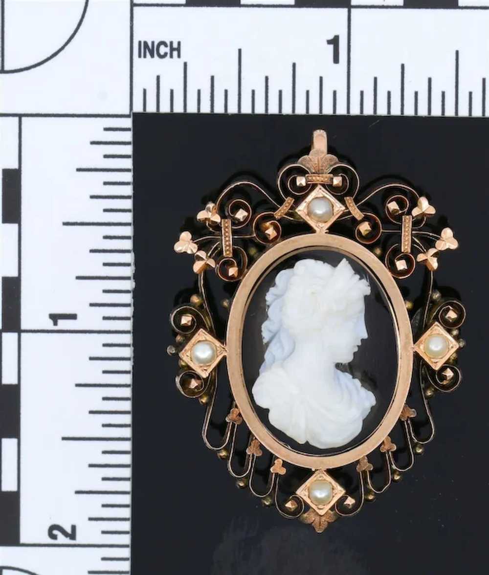 Antique Victorian 9Ct Hard Stone High Relief Came… - image 2