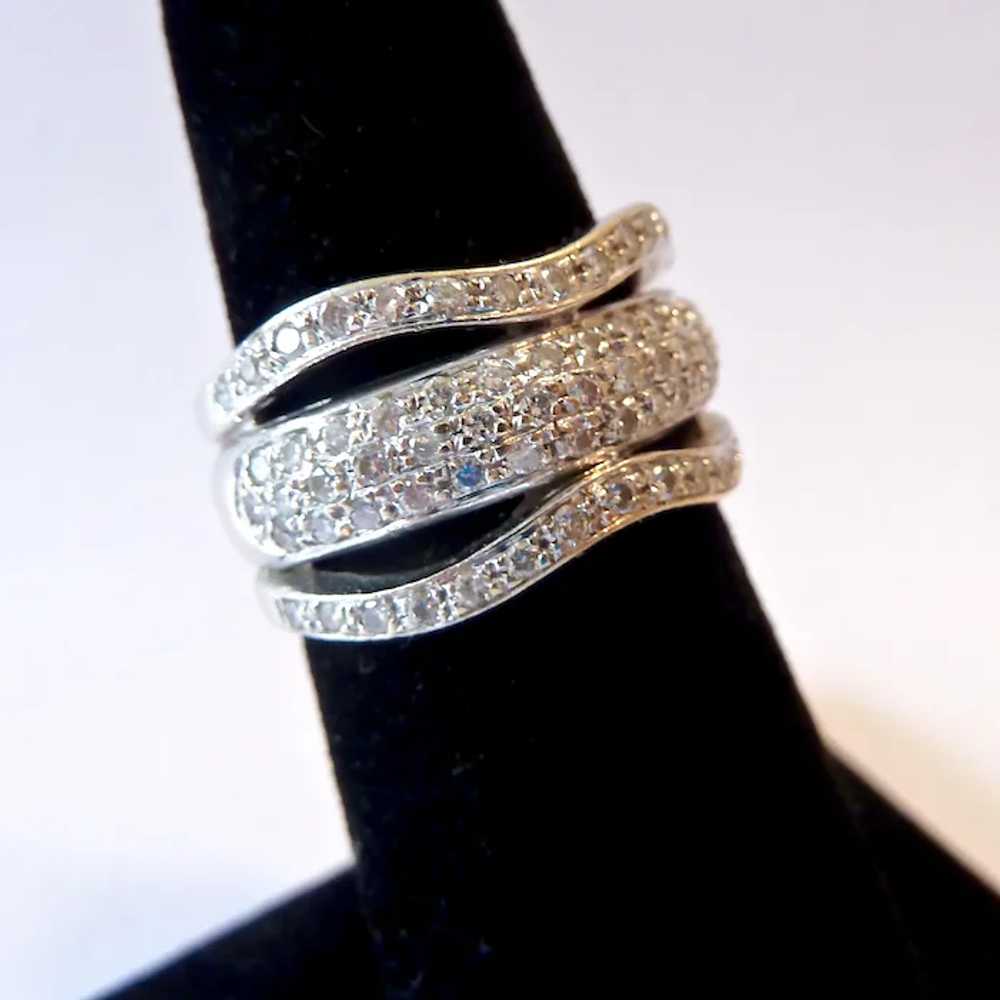 Stunning 18K White Gold Paved Diamond Band Ring 9… - image 10