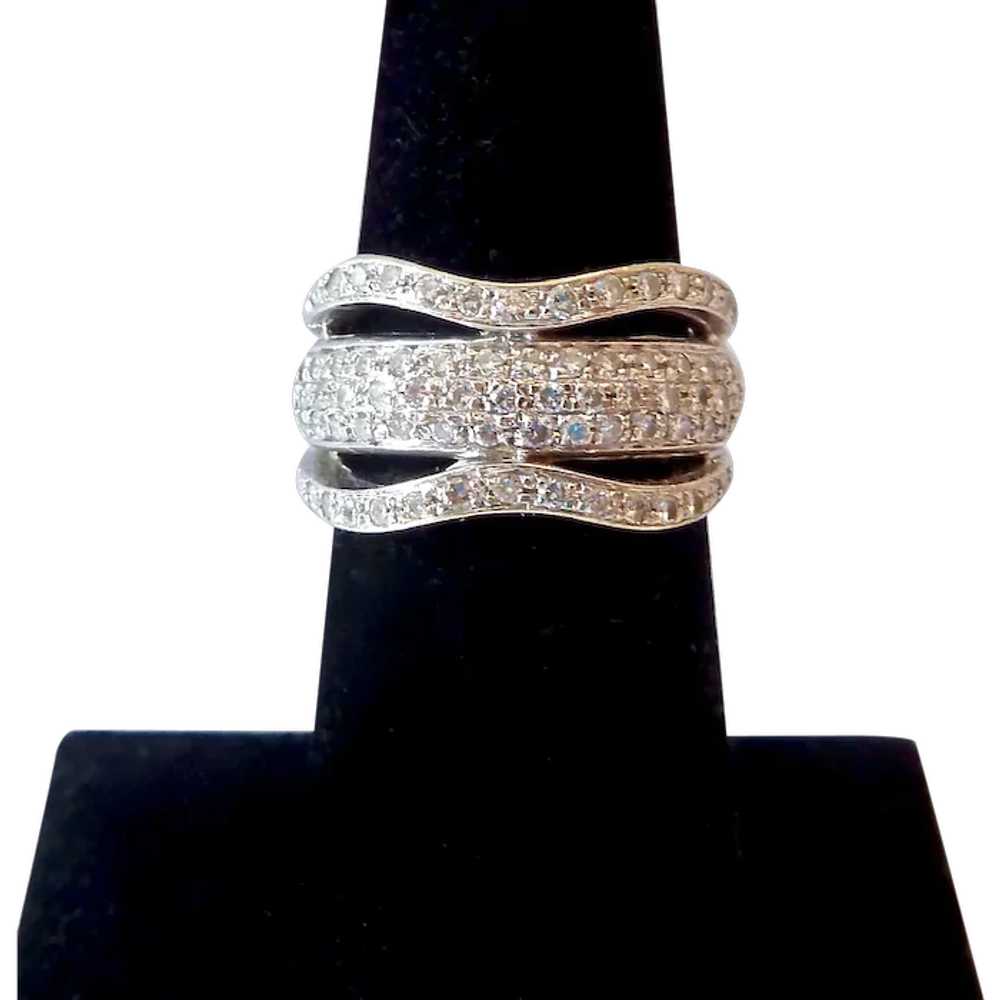 Stunning 18K White Gold Paved Diamond Band Ring 9… - image 2