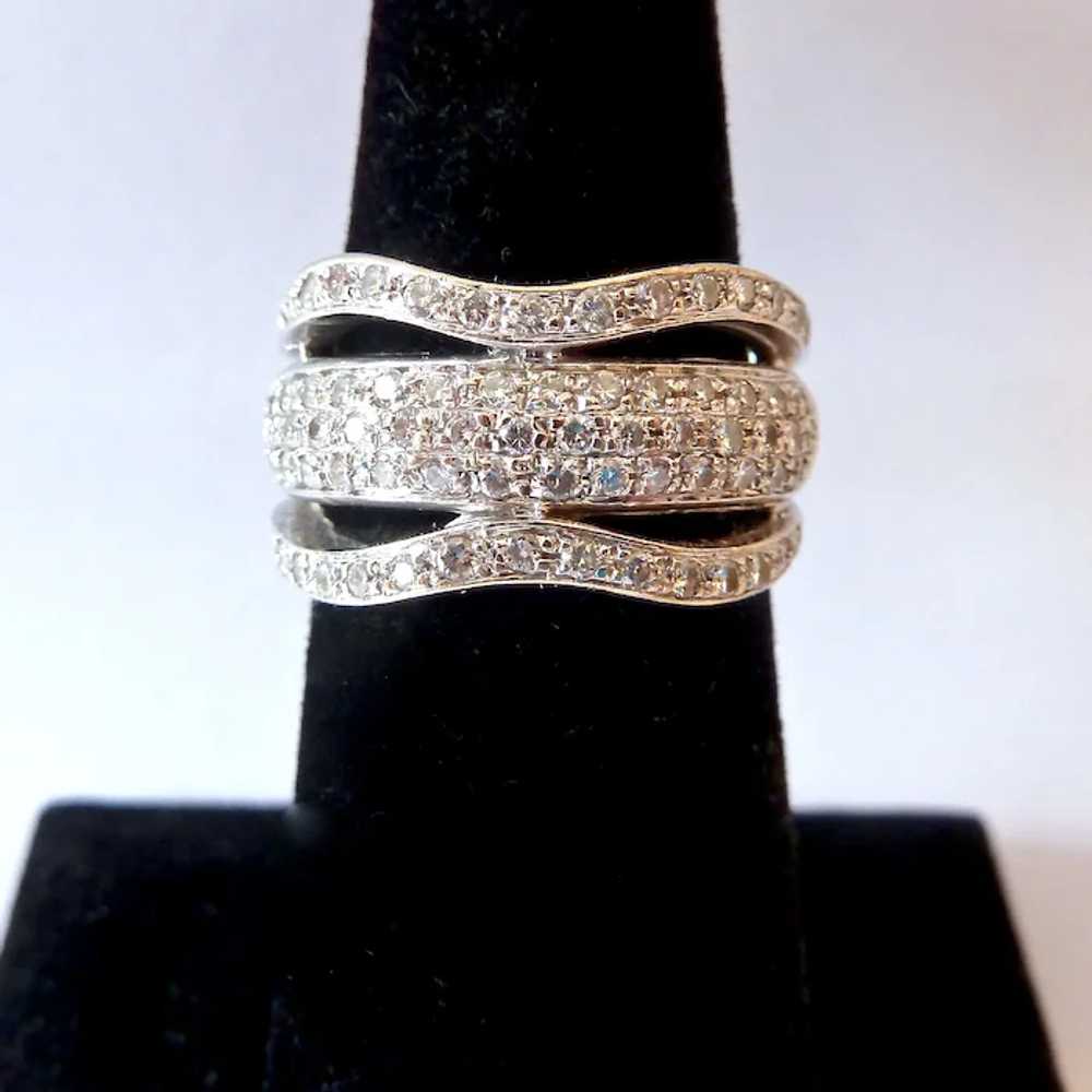 Stunning 18K White Gold Paved Diamond Band Ring 9… - image 3