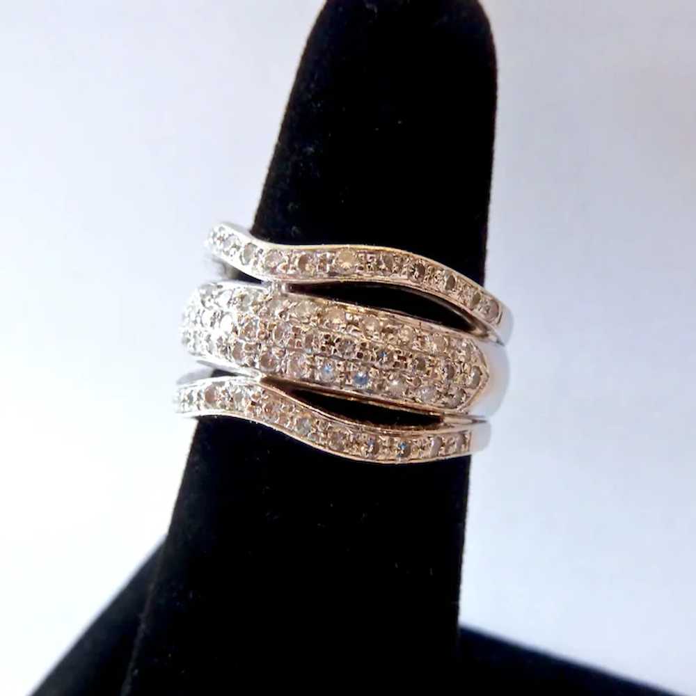 Stunning 18K White Gold Paved Diamond Band Ring 9… - image 4