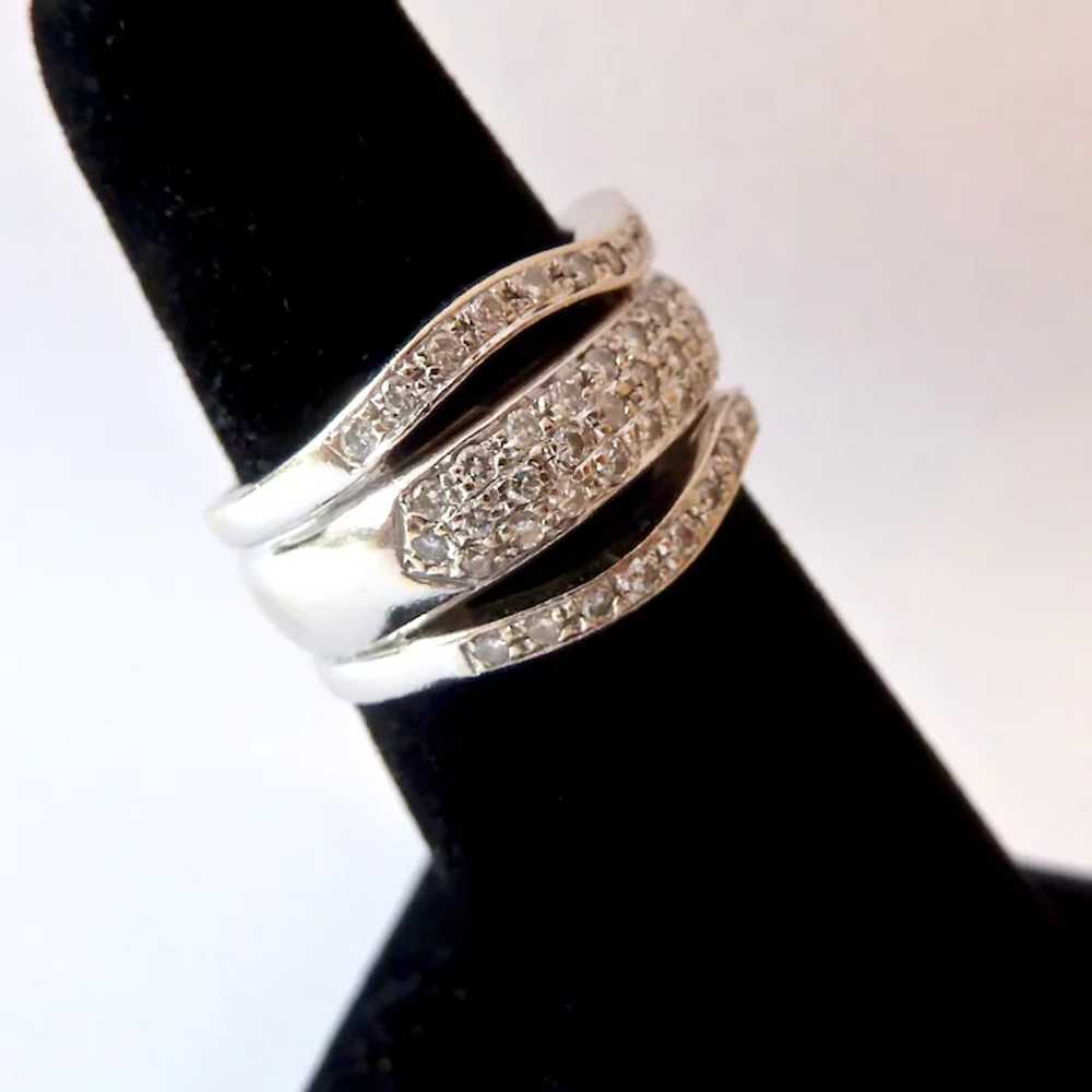 Stunning 18K White Gold Paved Diamond Band Ring 9… - image 5