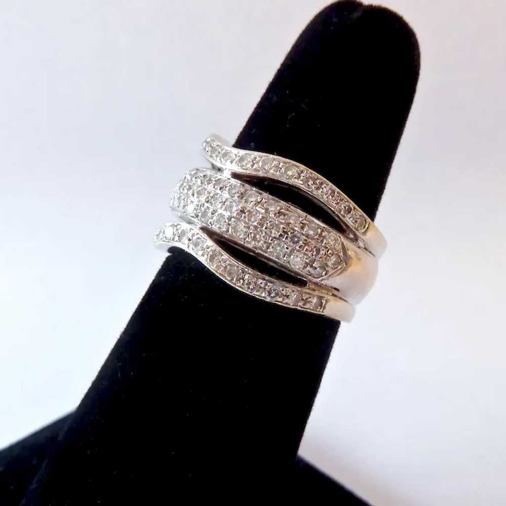 Stunning 18K White Gold Paved Diamond Band Ring 9… - image 6