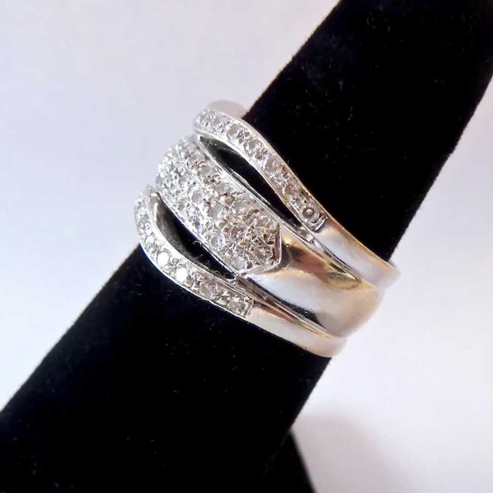 Stunning 18K White Gold Paved Diamond Band Ring 9… - image 7