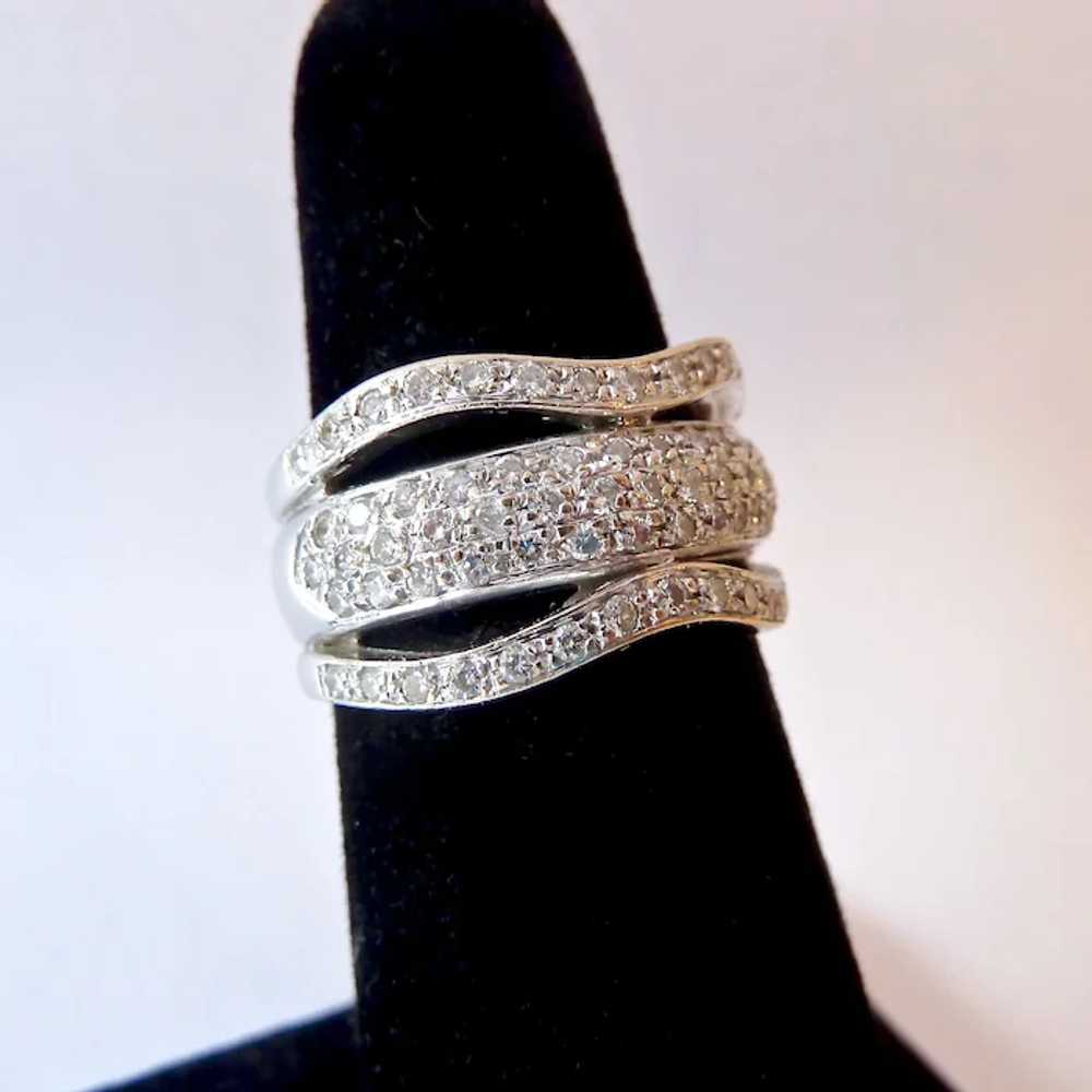 Stunning 18K White Gold Paved Diamond Band Ring 9… - image 8