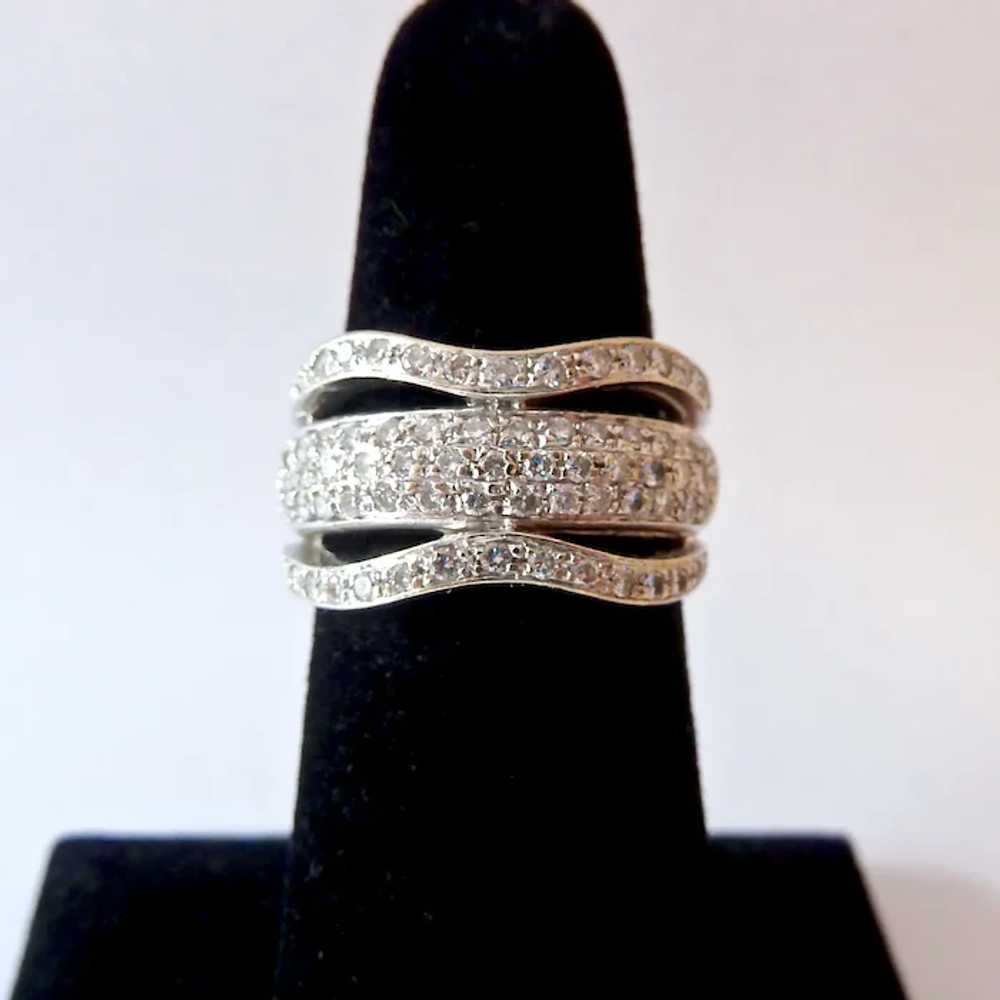 Stunning 18K White Gold Paved Diamond Band Ring 9… - image 9