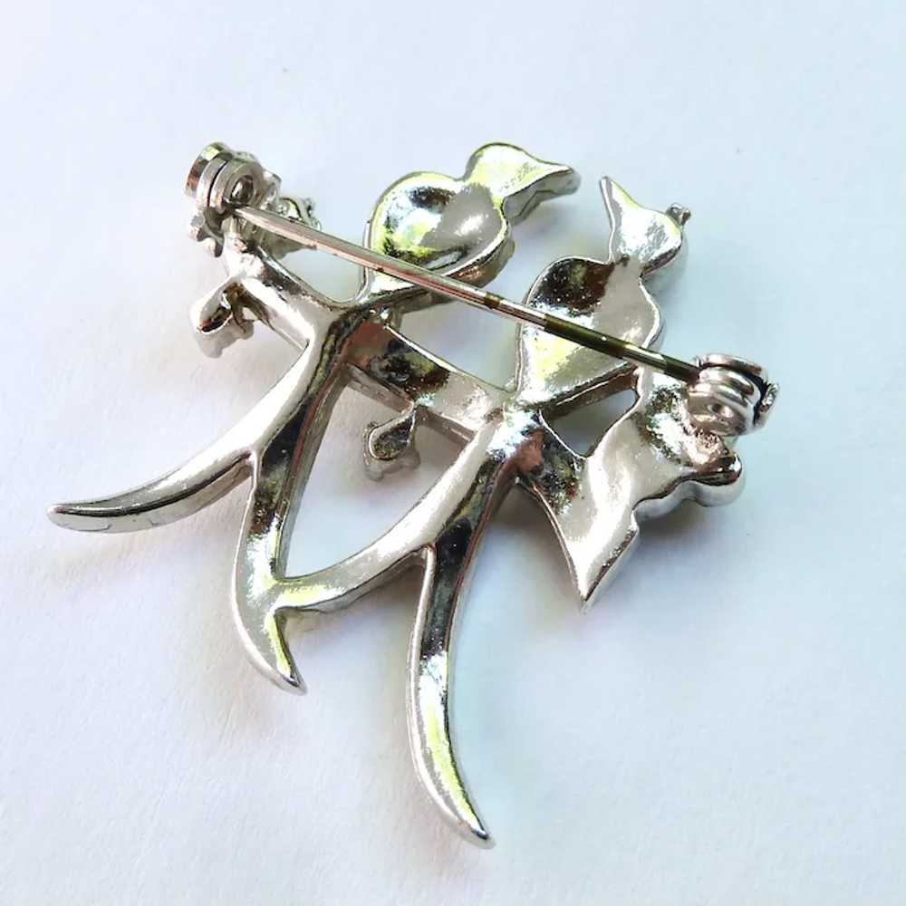 Delightful Birds on Branch Brooch Paved with Clea… - image 4