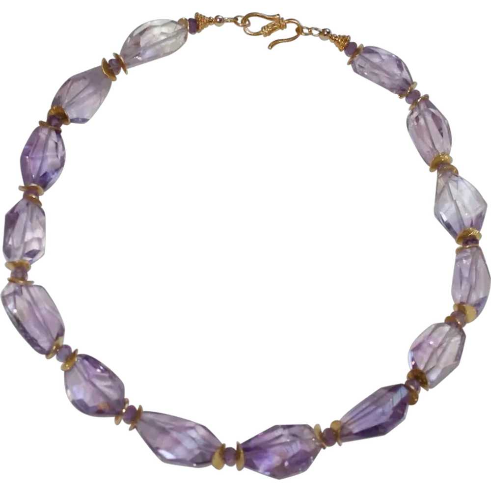 Ametrine Nugget Statement Necklace with Amethyst … - image 1