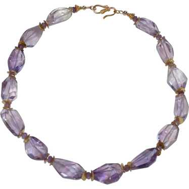 Ametrine Nugget Statement Necklace with Amethyst … - image 1
