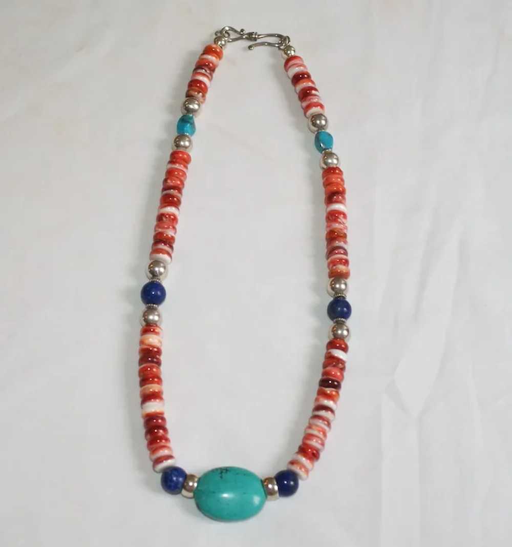 Southwestern Style Spiny Oyster Necklace -Sterlin… - image 7