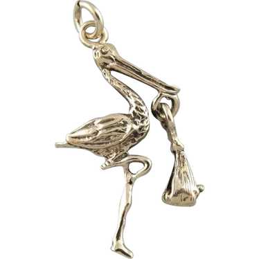 The Stork is Here, Vintage Stork Delivery Charm o… - image 1