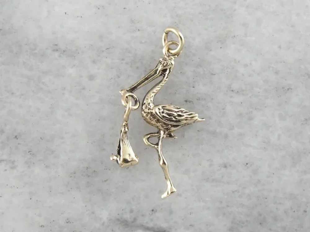 The Stork is Here, Vintage Stork Delivery Charm o… - image 2