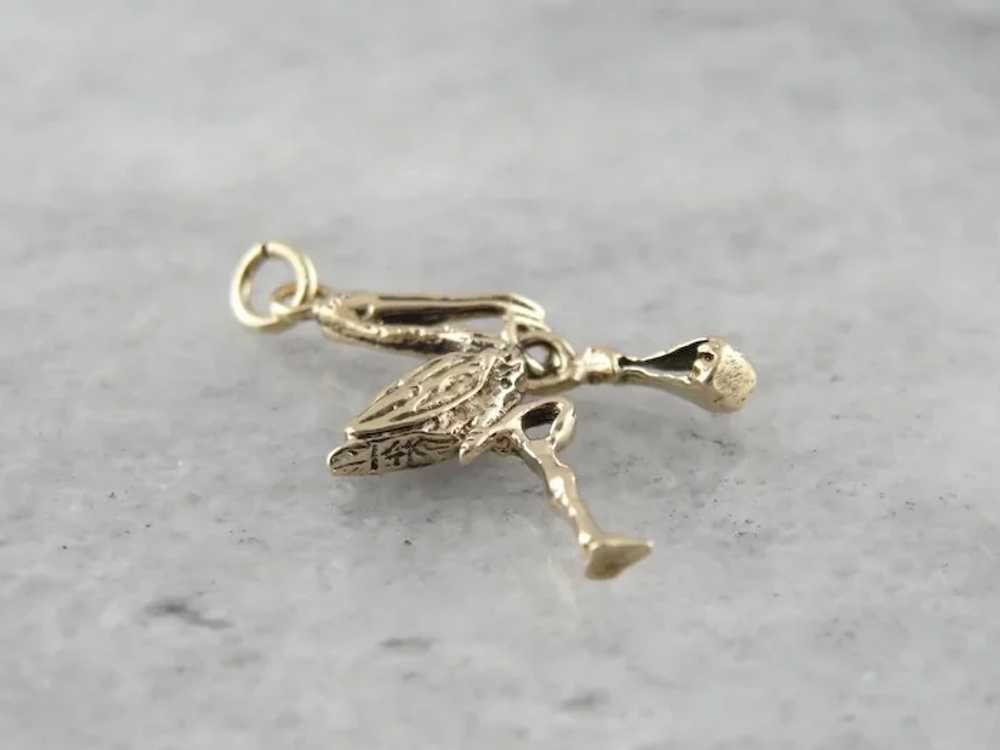 The Stork is Here, Vintage Stork Delivery Charm o… - image 3