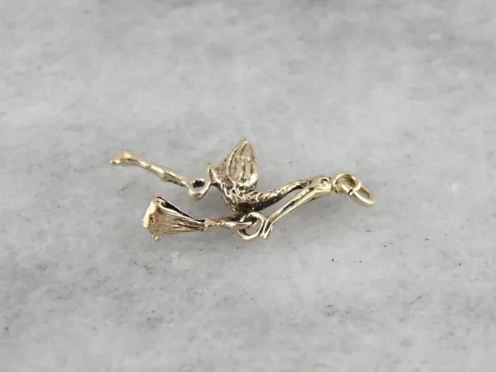 The Stork is Here, Vintage Stork Delivery Charm o… - image 4