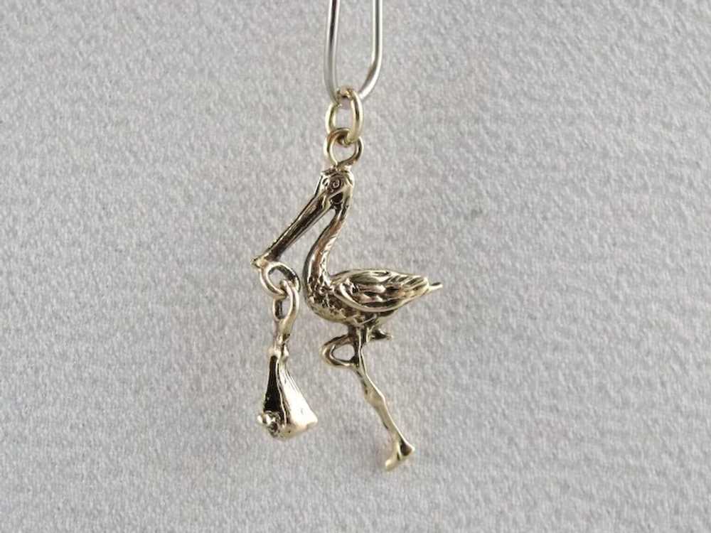 The Stork is Here, Vintage Stork Delivery Charm o… - image 5