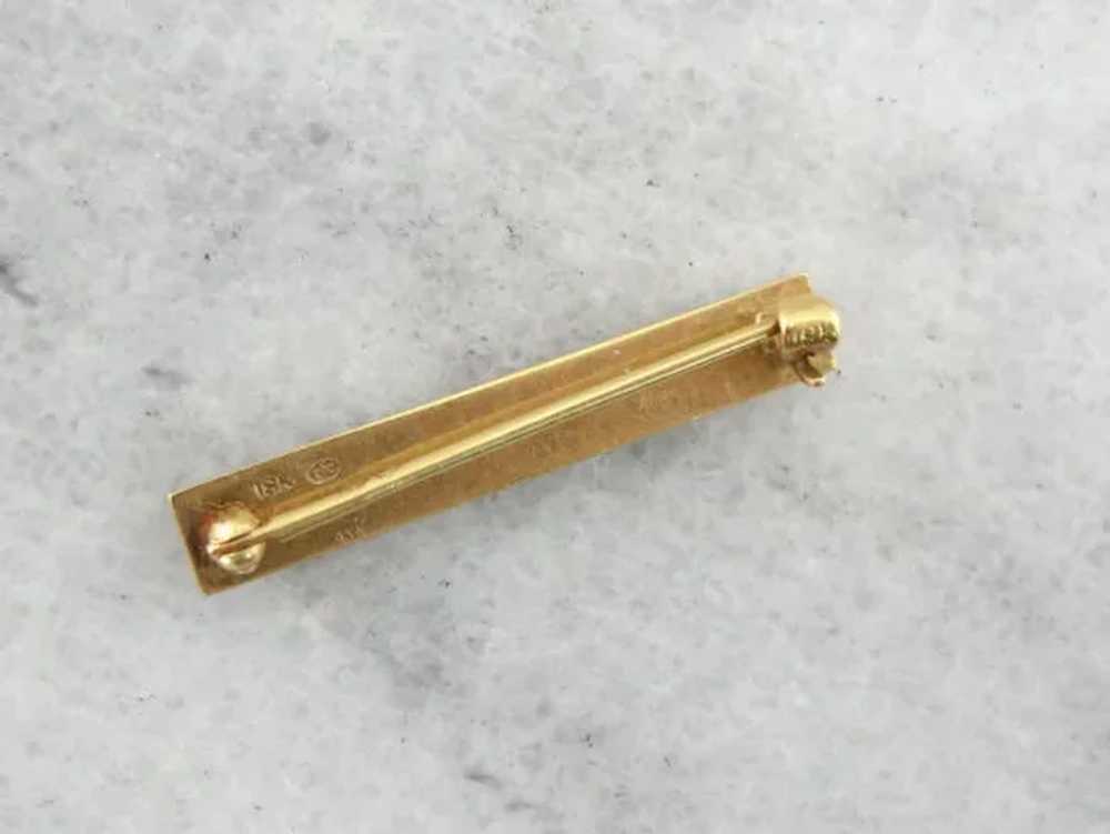 18 Karat Gold Bar Pin Brooch with Greek Key Enamel - image 3