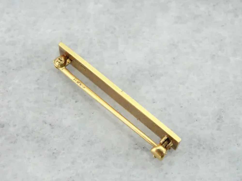 18 Karat Gold Bar Pin Brooch with Greek Key Enamel - image 5