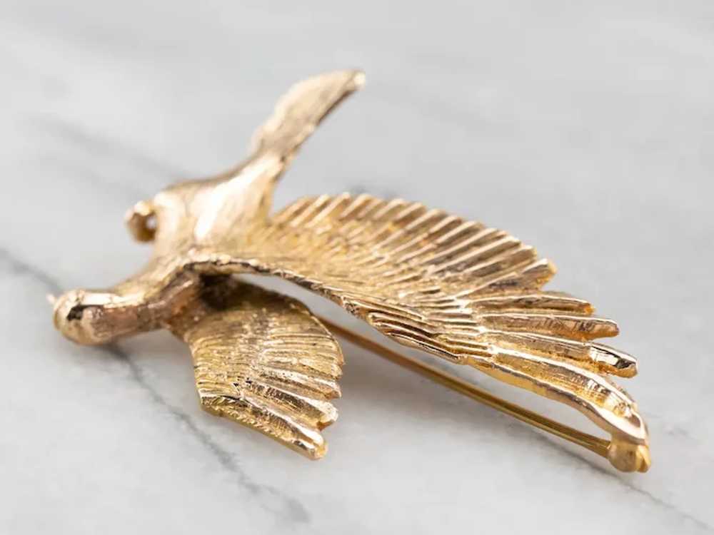 Stunning 14 Karat Golden Dove Brooch - image 3