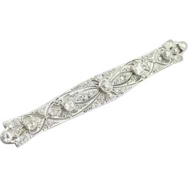 Antique Edwardian 900 Platinum Bar Pin with Fine D