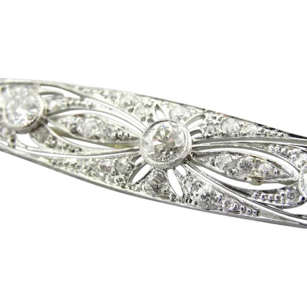 Antique Edwardian 900 Platinum Bar Pin with Fine … - image 2