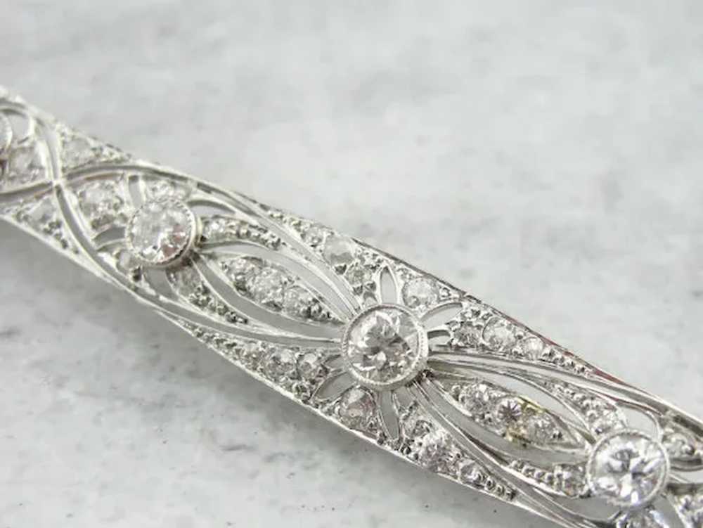 Antique Edwardian 900 Platinum Bar Pin with Fine … - image 4