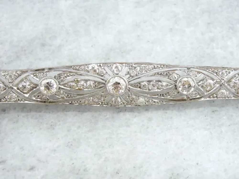 Antique Edwardian 900 Platinum Bar Pin with Fine … - image 5