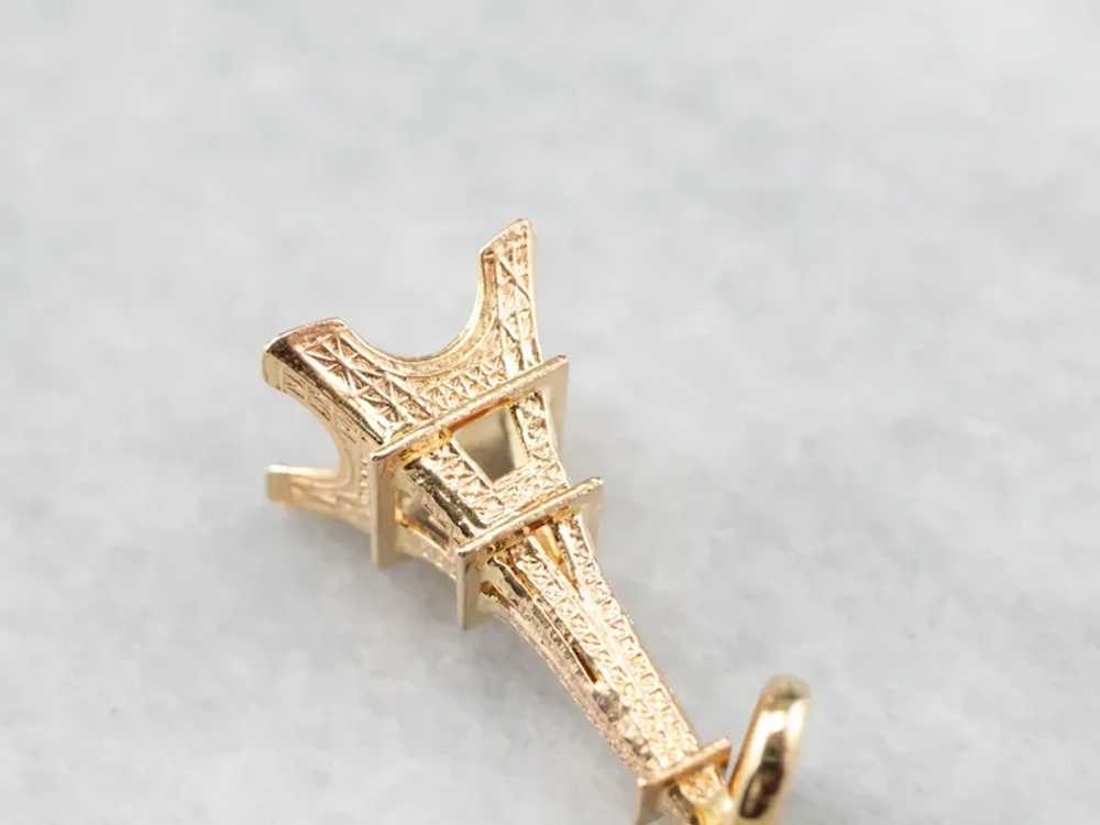 Large 18 Karat Gold Eiffel Tower Pendant - image 4