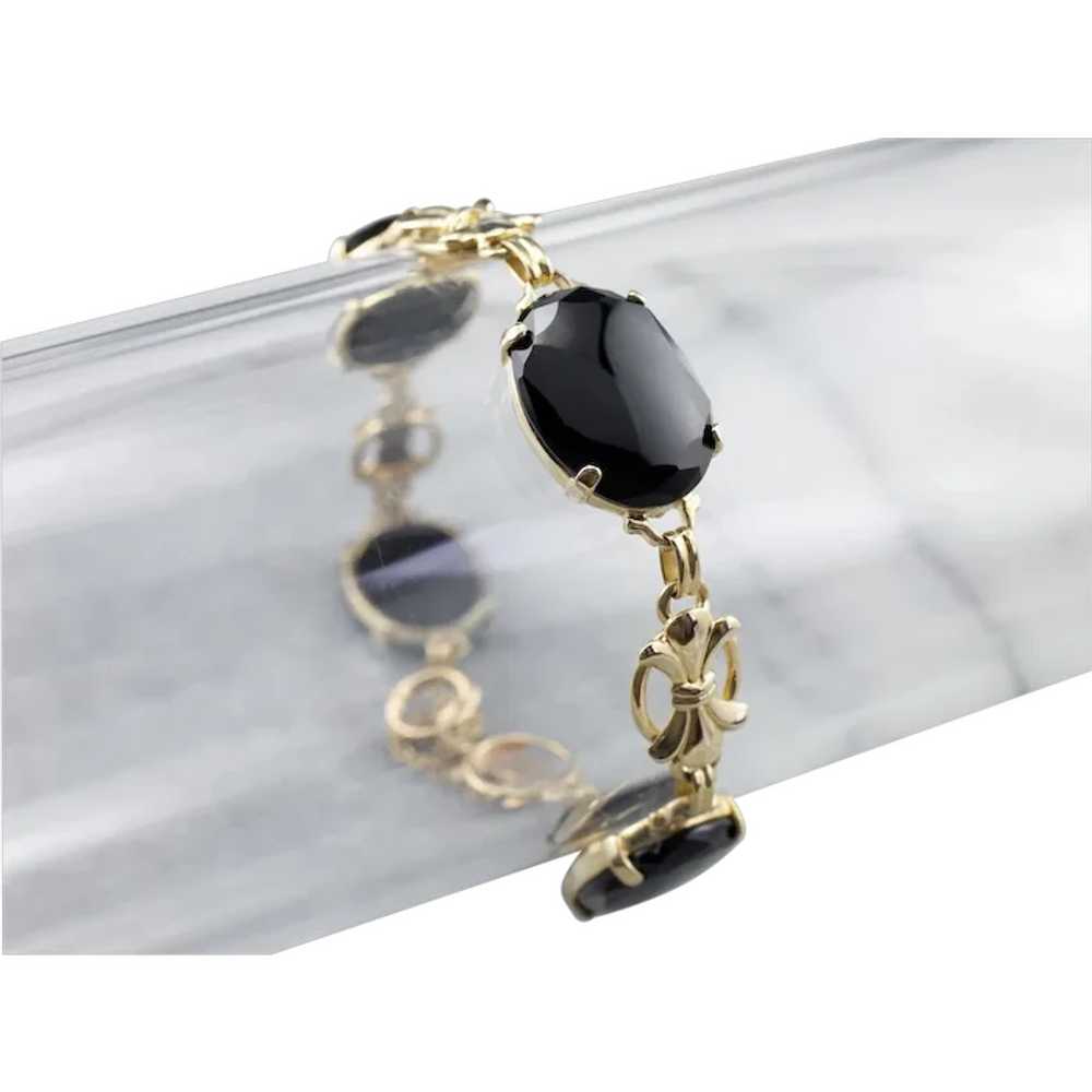 Retro Era Black Onyx Link Bracelet - image 1