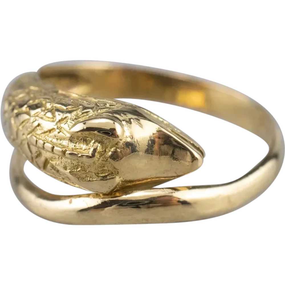 Polished 18 Karat Gold Swan Statement Ring - image 1