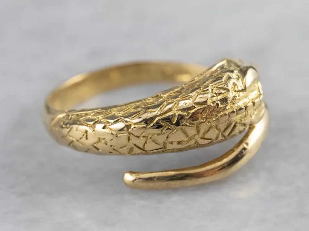 Polished 18 Karat Gold Swan Statement Ring - image 2