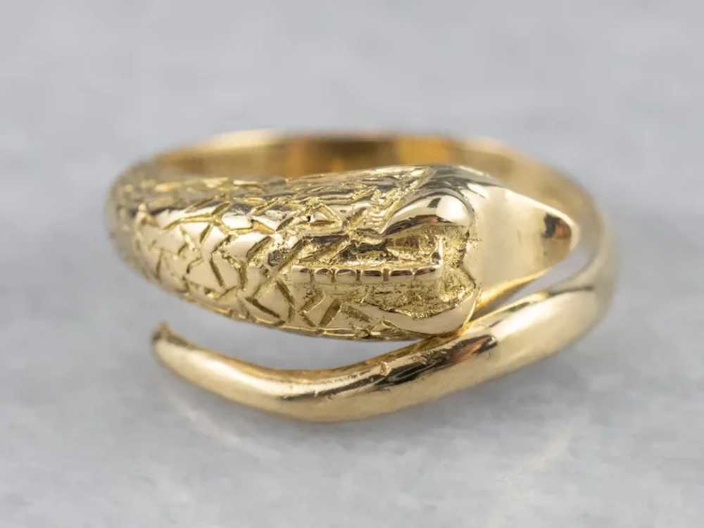 Polished 18 Karat Gold Swan Statement Ring - image 3