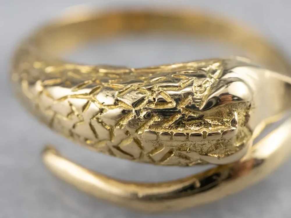 Polished 18 Karat Gold Swan Statement Ring - image 4