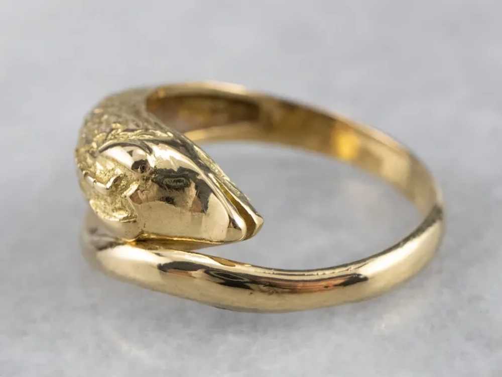Polished 18 Karat Gold Swan Statement Ring - image 5
