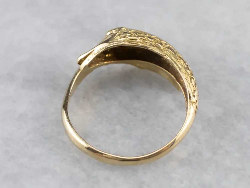 Polished 18 Karat Gold Swan Statement Ring - image 6