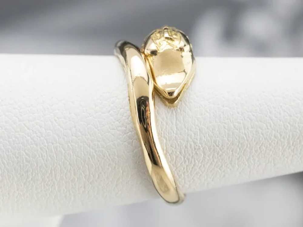 Polished 18 Karat Gold Swan Statement Ring - image 7