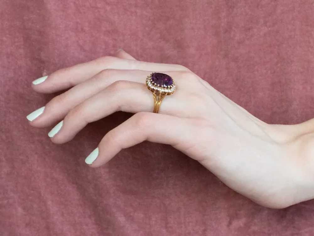Vintage Amethyst and Diamond Cocktail Ring - image 10