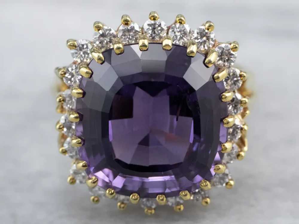 Vintage Amethyst and Diamond Cocktail Ring - image 2