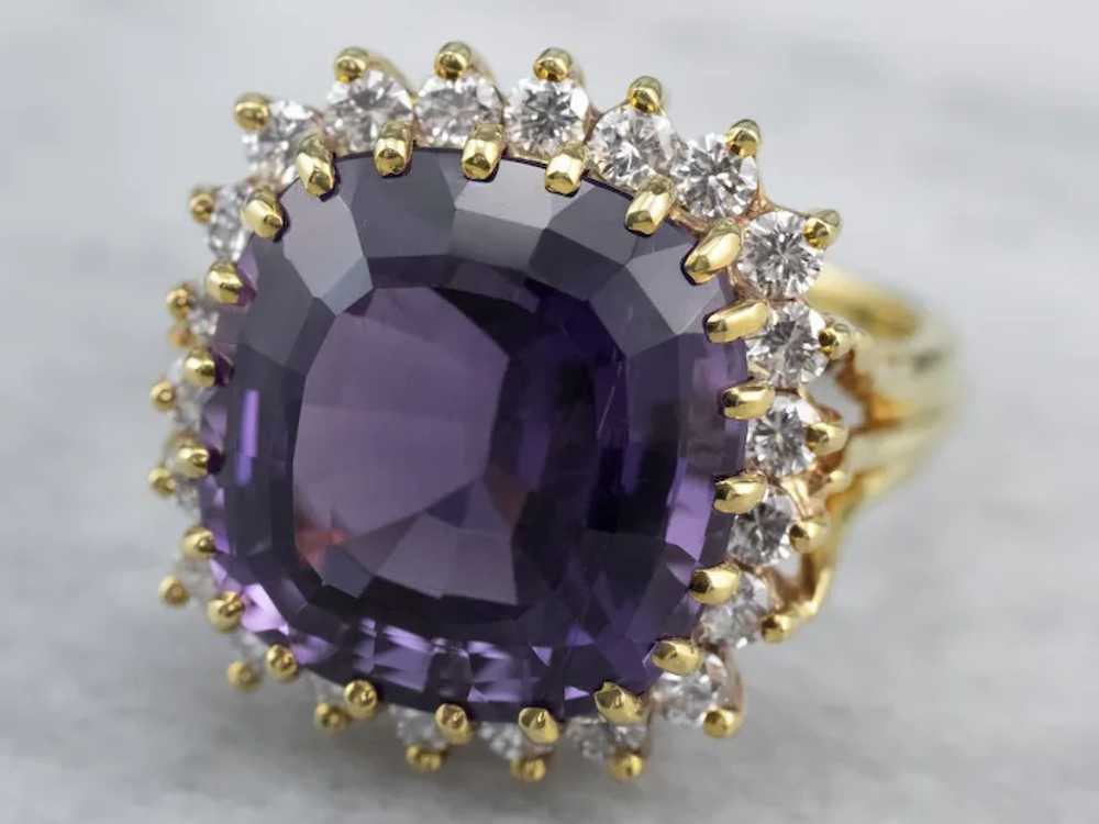 Vintage Amethyst and Diamond Cocktail Ring - image 3