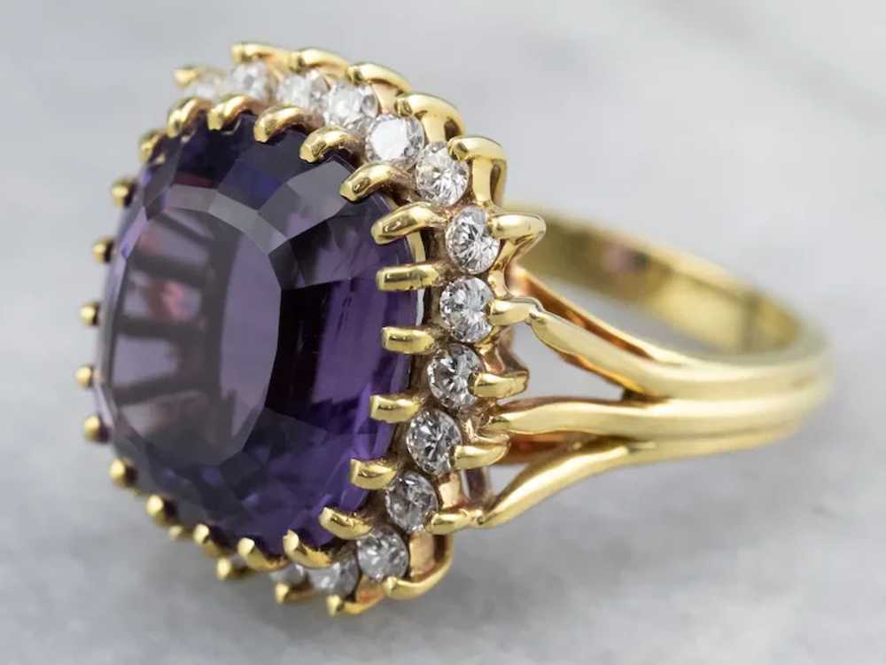 Vintage Amethyst and Diamond Cocktail Ring - image 4